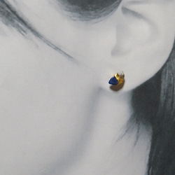 星空のひかり＊Lapis lazuli×Rutile quartz×Citrine＊金継ぎピアス／SS size 8枚目の画像