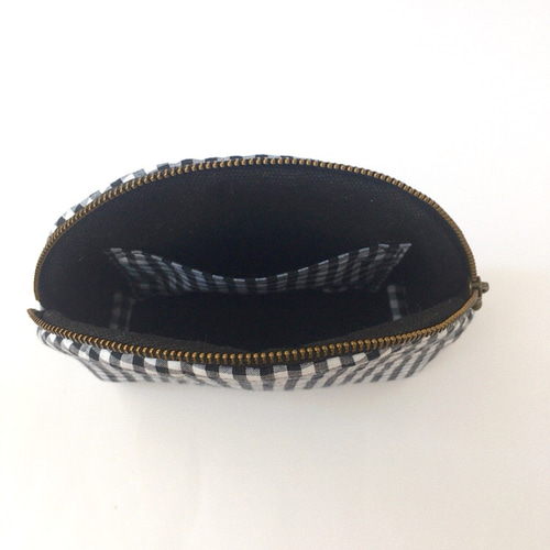 まる口ポーチ【L】黒ギンガムチェック ポーチ くらしこ 通販