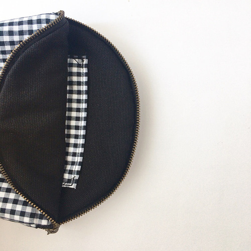 まる口ポーチ【L】黒ギンガムチェック ポーチ くらしこ 通販