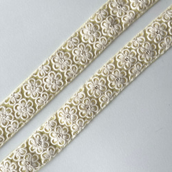 【50cm】インド刺繍リボン イエローxホワイト　ネット　GN433 7枚目の画像