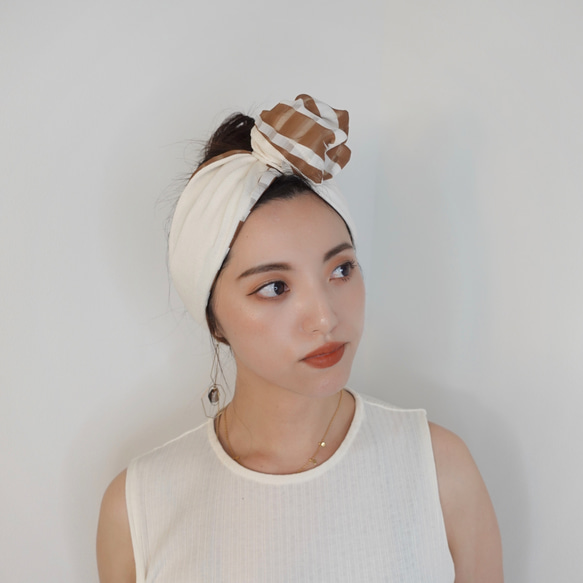雙面幾何&amp;絲綢｜換裝頭巾｜QPPA®︎發巾帽 第2張的照片