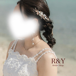 【H-36】 ヘッドドレス　ウェディング　小枝　ヘアアクセサリー　ブライダル　結婚式　卒業式の髪飾り 2枚目の画像