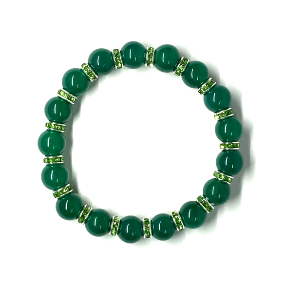 緑瑪瑙 ストーンブレス ブレスレット 8mm　天然石ブレス (グリーン)/緑メノウ パワー 天然石 4枚目の画像