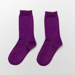 亞麻針織襪（紫色）22-24cm 第1張的照片