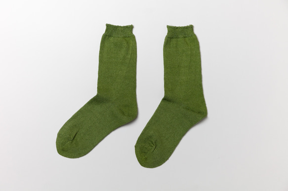 亞麻針織襪（榆木綠）22-24cm 第1張的照片