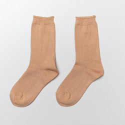 亞麻針織襪（淺桃色）22-24cm 第1張的照片