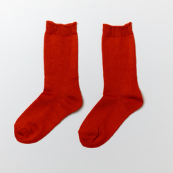 亞麻針織襪（紅色）22-24cm 第1張的照片