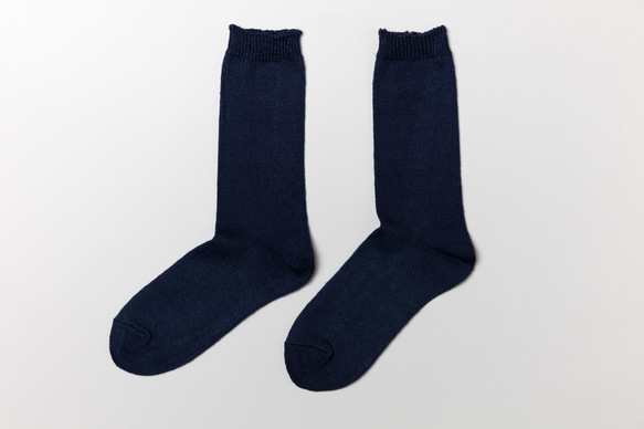 亞麻針織襪（墨藍）25-27cm 第1張的照片