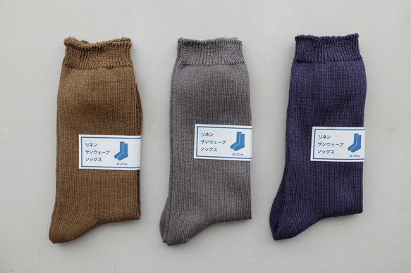 亞麻針織襪（墨藍）25-27cm 第3張的照片