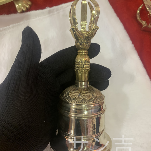 【修縁堂】チベット密教法器 宝珠鐘 チベタンベル 真鍮製 金剛鈴 仏教 25cm 3b0acce7399704b69b46d83425fe47