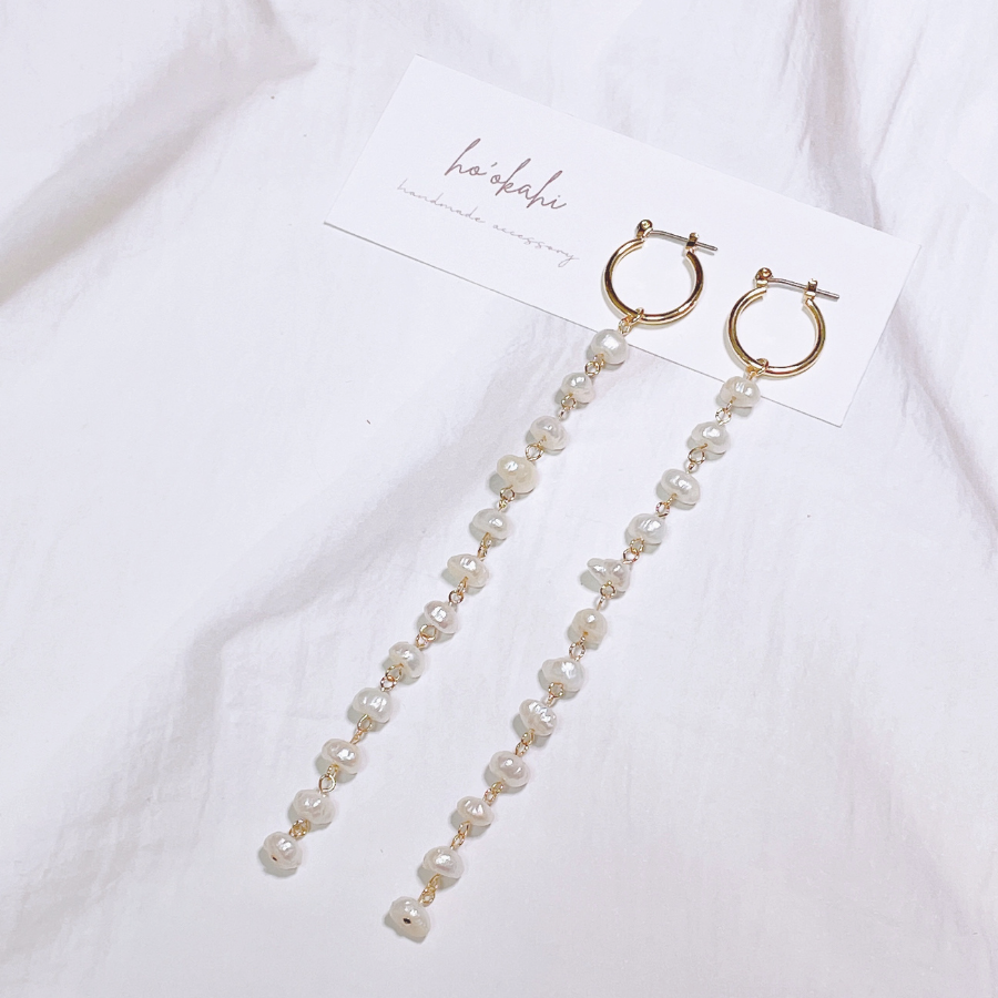 淡水パールの超ロングピアス/イヤリング