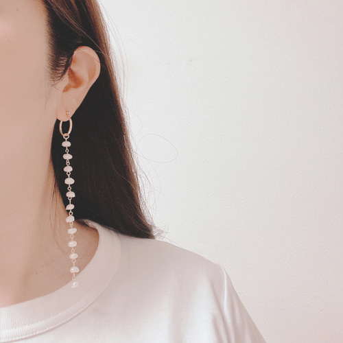 アコヤパールピアス/無調色/K18/ロングピアス/2way/テリ抜群
