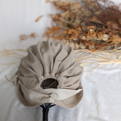 頭小さ目さんから大き目さんまで　軽くて優しいコットンリネン帽子（ベージュ×パールベージュ） 11枚目の画像