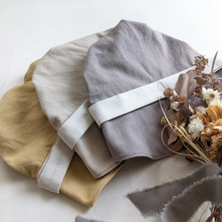 頭小さ目さんから大き目さんまで　軽くて優しいコットンリネン帽子（ベージュ×パールベージュ） 12枚目の画像