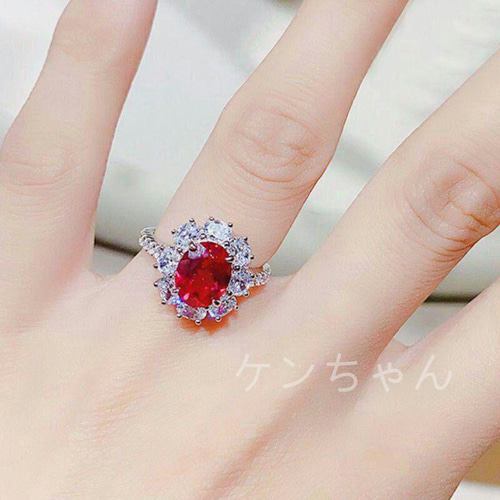 最高品質.PT950ダイア指輪 2.0ct リング プラチナ ルビー 49-