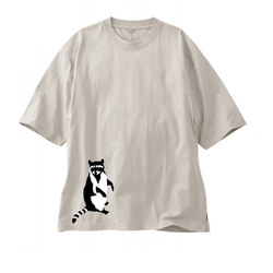 アライグマ柄　ビッグシルエットTシャツ【SS～LL】綿100% (男女兼用) 1枚目の画像