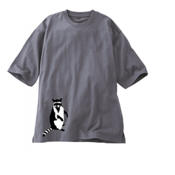 アライグマ柄　ビッグシルエットTシャツ【SS～LL】綿100% (男女兼用) 4枚目の画像