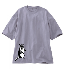 アライグマ柄　ビッグシルエットTシャツ【SS～LL】綿100% (男女兼用) 3枚目の画像