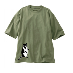 アライグマ柄　ビッグシルエットTシャツ【SS～LL】綿100% (男女兼用) 5枚目の画像