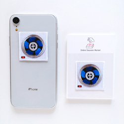 青いファンの 換気扇 2WAYS！刺繍のアイロンワッペン