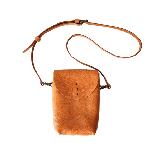 本革ミニショルダー(SA11#キャメル)｜自然なシボが個性的なオイル  