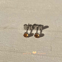 インペリアルトパーズ 3mm サージカルステンレス製 ピアス 2枚目の画像