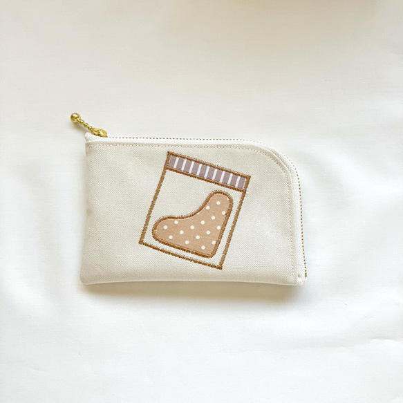 お薬L字ファスナーポーチ【オフホワイト】 2枚目の画像