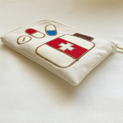 お薬L字ファスナーポーチ【オフホワイト】 6枚目の画像