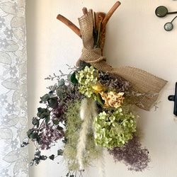 スモークツリーとテールリードのドライフラワーブーケ スワッグ サイズ