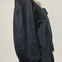 パフスリーブのリネンのジャケット（ブラック） 9枚目の画像