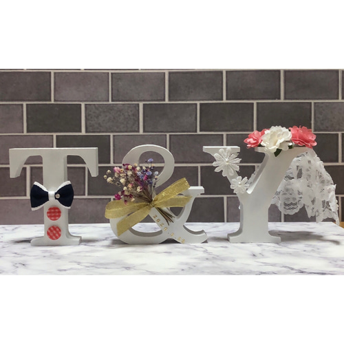 ⁺˳✧༚ウェディングイニシャルオブジェ˚✧₊⁎結婚記念日入り可能！3点