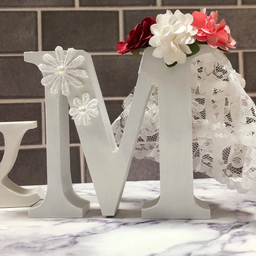 さち様確認用♡イニシャルオブジェ ハット×選べる花冠 イニシャルオブジェ 立体・オブジェ Lucey