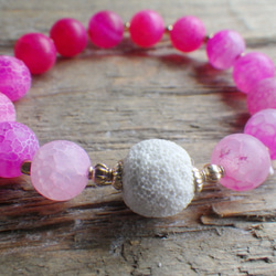 Hot Pink Dragon Agate Aroma Bracelet ✳︎ アロマブレスレット☆ピンク✳︎10mm 5枚目の画像