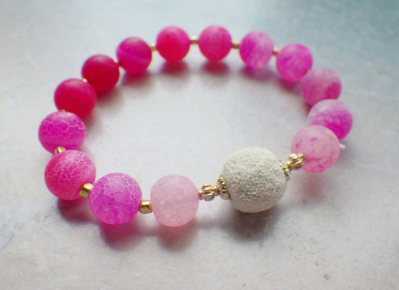 Hot Pink Dragon Agate Aroma Bracelet ✳︎ アロマブレスレット☆ピンク✳︎10mm 8枚目の画像