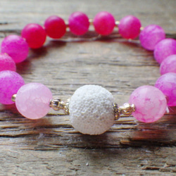 Hot Pink Dragon Agate Aroma Bracelet ✳︎ アロマブレスレット☆ピンク✳︎10mm 6枚目の画像