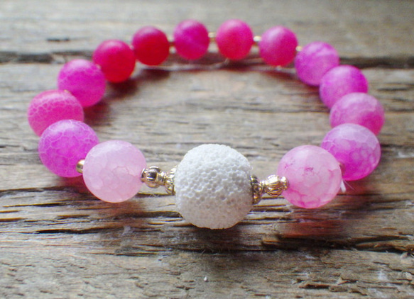 Hot Pink Dragon Agate Aroma Bracelet ✳︎ アロマブレスレット☆ピンク✳︎10mm 6枚目の画像