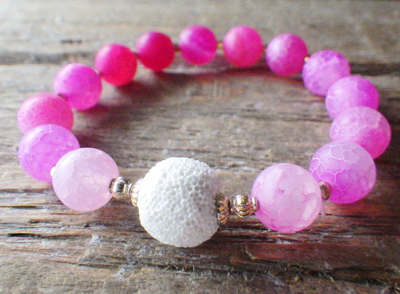 Hot Pink Dragon Agate Aroma Bracelet ✳︎ アロマブレスレット☆ピンク✳︎10mm 4枚目の画像