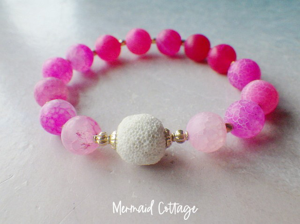 Hot Pink Dragon Agate Aroma Bracelet ✳︎ アロマブレスレット☆ピンク✳︎10mm 1枚目の画像