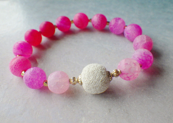 Hot Pink Dragon Agate Aroma Bracelet ✳︎ アロマブレスレット☆ピンク✳︎10mm 7枚目の画像