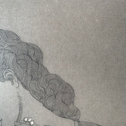 【夜露】銅版画　雁皮摺り　シート販売　女性像　インテリア 2枚目の画像