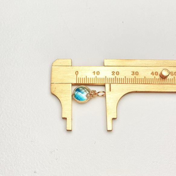 硝子の宝石（クリアｘブルー） / 14kgf ワイヤーラップ ネックレス ペンダントトップ 【096】 8枚目の画像