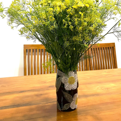 【まとめ売り】陶器花瓶、陶器花器 エイチツーオー 陶器花瓶S 丸 黒 H1493 8個 花器 花瓶 陶器花器 : は