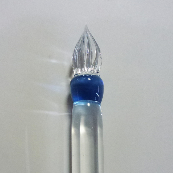 Color Short Hexagon ガラスペン　ライトブルー + ペンレストCS 5枚目の画像