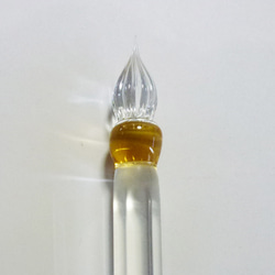 Color Short Hexagon ガラスペン　ライトアンバー (蜂蜜色)+ ペンレストCS 5枚目の画像