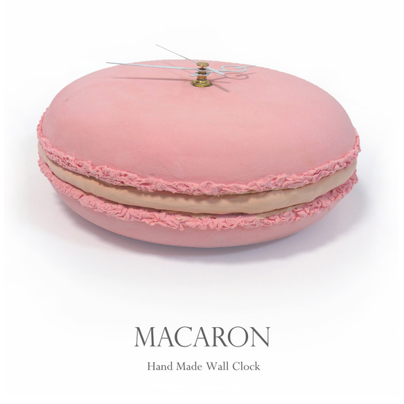 【送料無料】マカロン　手作り掛け時計　MUU CLOCK  MACARON  framboise  お菓子な時計　ピンク 3枚目の画像