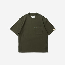 TMCAZ PocketTee 【オリーブグリーン】 オーバーサイズ 半袖 ダブルポケット Tシャツ 綿100% 2枚目の画像
