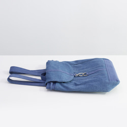 デニムx帆布 カジュアルバックパック（Sサイズ）【濃藍xコバルトブルー】 6枚目の画像
