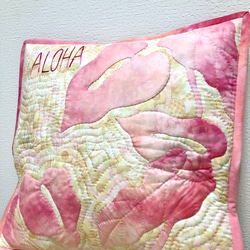 Hawaiianquilt Anthurium pink クッションカバー 3枚目の画像