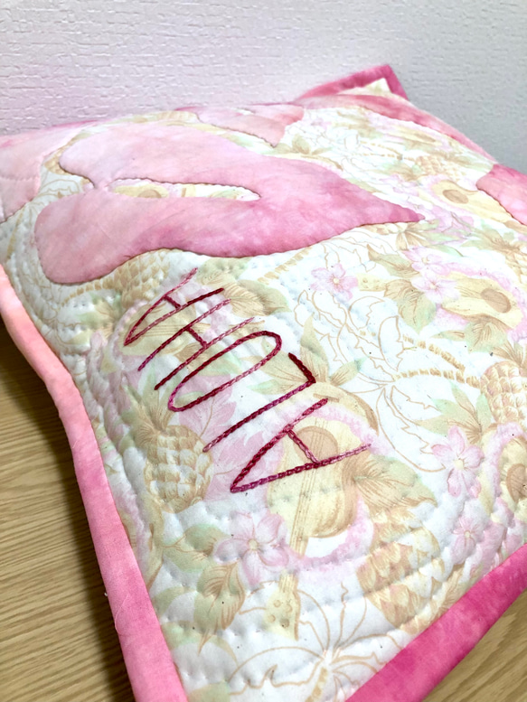 Hawaiianquilt Anthurium pink クッションカバー 6枚目の画像