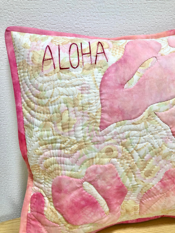 Hawaiianquilt Anthurium pink クッションカバー 2枚目の画像